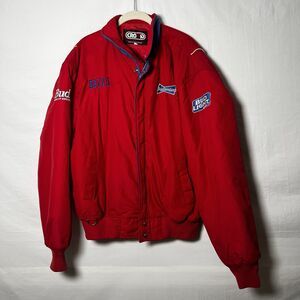 Vintage Budweiser Jacket XL Crown of California Red Quilted Bud Light Beer